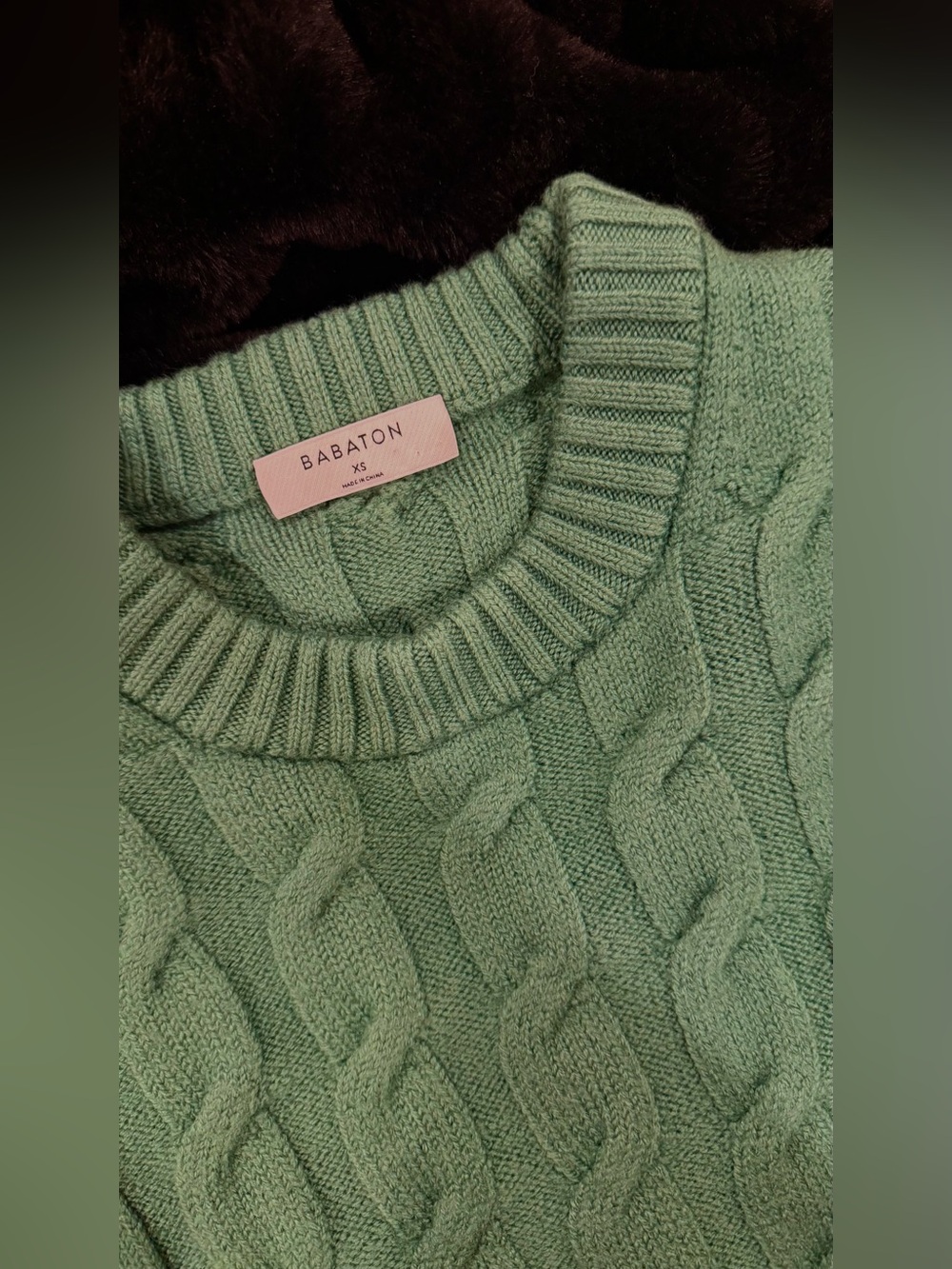Aritzia Babaton Dark Green Cable Knit Sweater